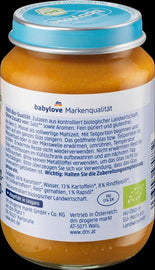 Burkāns ar saldo kartupeli un liellopu gaļu. BIO