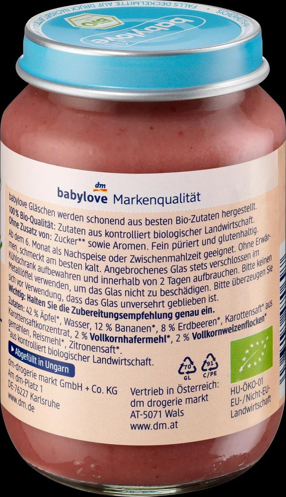 Zemenes, banāni, musli un āboli. No 6 mēn. vecuma. BIO